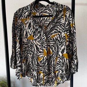 Olivaceous Animal Print Zebra Vintage Rayon Blouse
